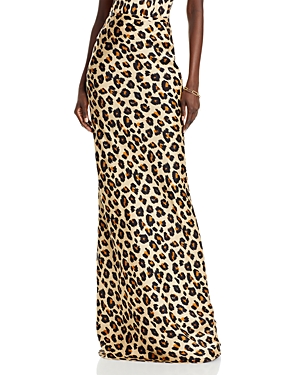 Shop Sergio Hudson Printed Silk Maxi Skirt In Cheetah