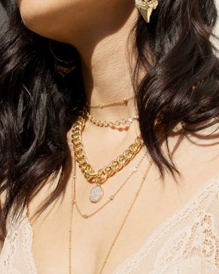 Crystal Disc Charm Chain Necklace, 18"