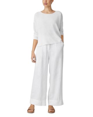 Wide Leg Pleated Front Linen Pants