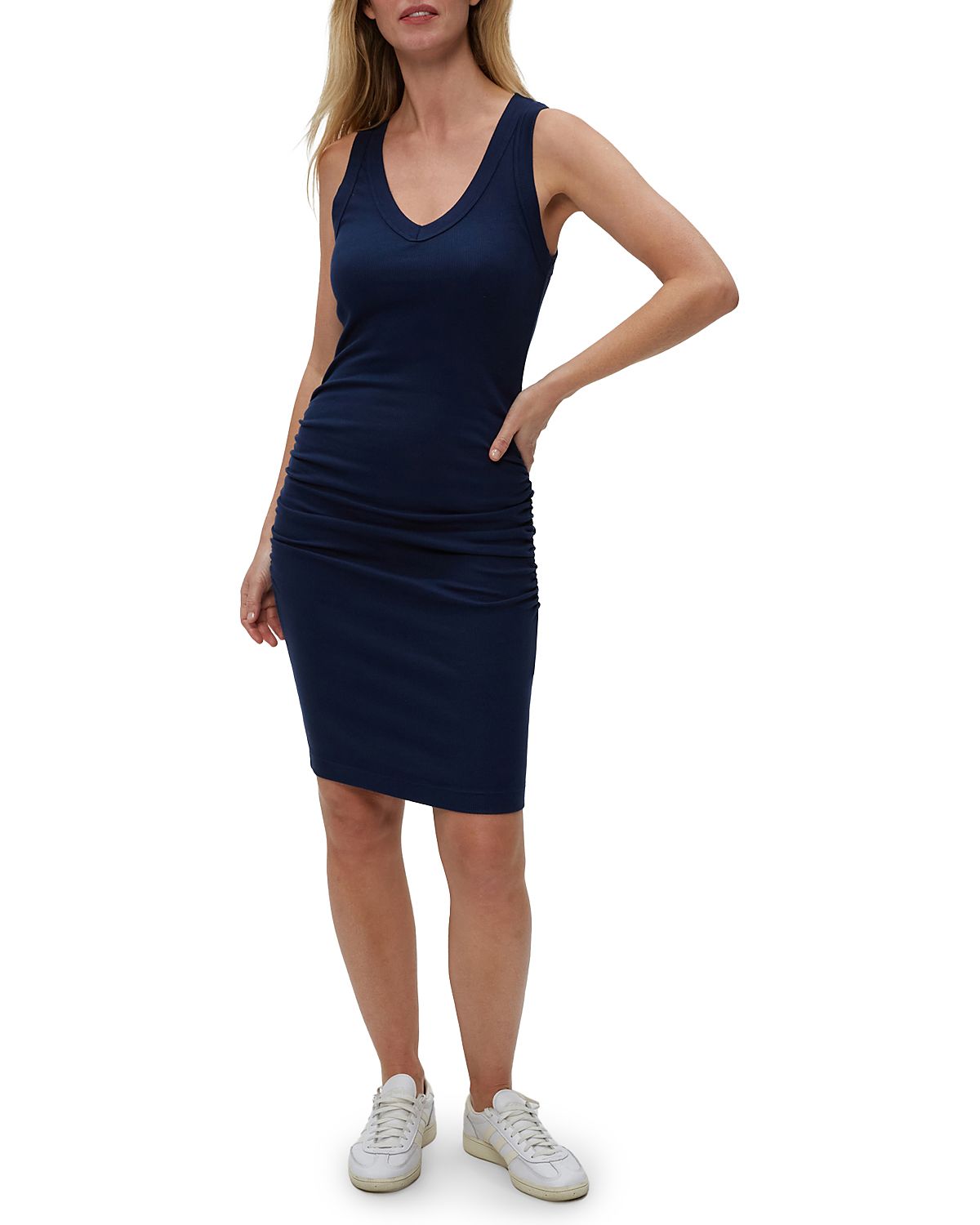Michael Stars Esme Sleeveless Ribbed V Neck Mini Dress