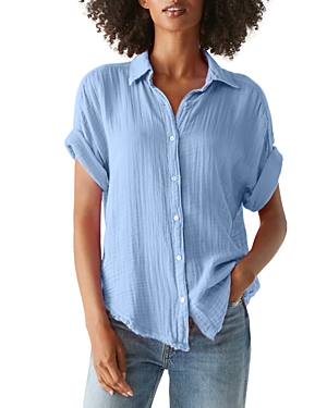 Michael Stars Bailey Gauze Button Down Shirt In Water