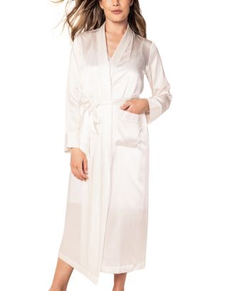 Petite Plume White Silk Long Robe | Bloomingdale's Women