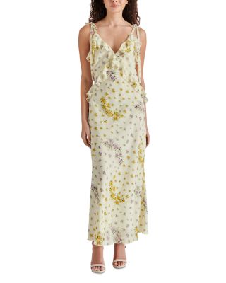 knee length dresses for ladies ADALINA Black Flowy Maxi Dress