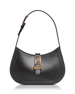 Shop Versace Greca Goddess Small Shoulder Bag In Black