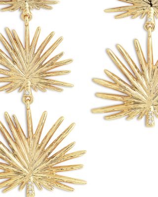 Pav&eacute; Fan Palm Triple Drop Earrings