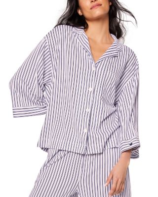 French Ticking Wide Leg Pajama Set