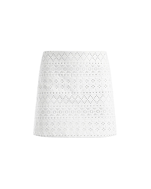 Alice And Olivia Riley Embroidered Mini Skirt In White