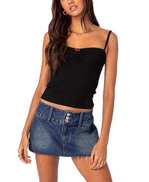 Edikted Karlee Ribbed Tank Top In Black