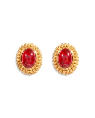 Ben Amun - Red Stone Clip On Stud Earrings