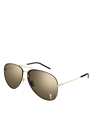 Saint Laurent Classic 11 M Brow Bar Aviator Sunglasses, 59mm