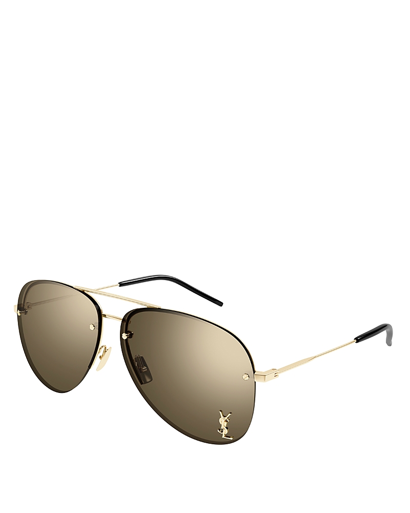 Saint Laurent Classic 11 M Brow Bar Aviator Sunglasses, 59mm · OS