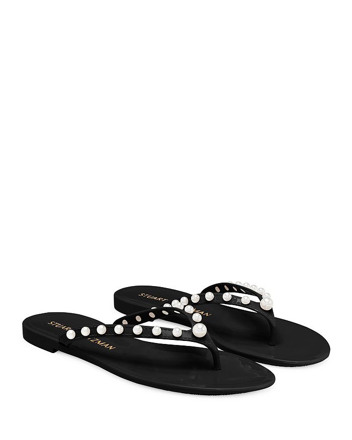 Stuart Weitzman Women's Goldie Embellished Jelly Flip Flop Thong