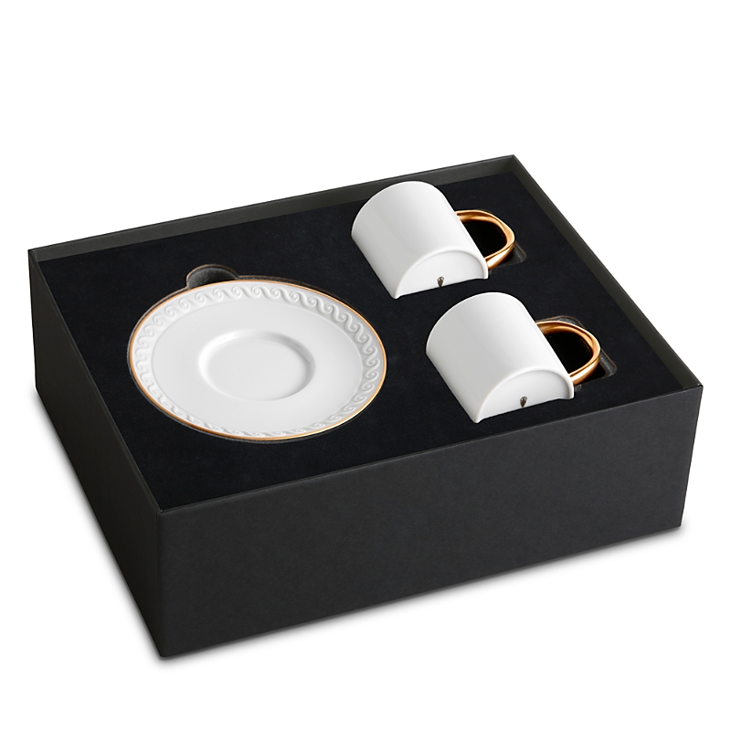 L'objet Neptune 3-piece Espresso Cup & Saucer Set In Gold