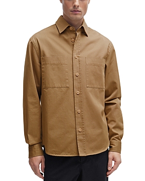 Shop Hugo Boss Owen Relaxed Fit Button Front Shirt In Med Bge