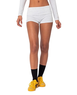 Shop Edikted Meg Fold Over Shorts In Gray Melange