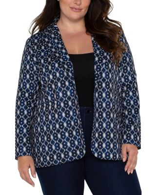Liverpool Los Angeles Plus - Plus Printed Shawl Collar Jacket