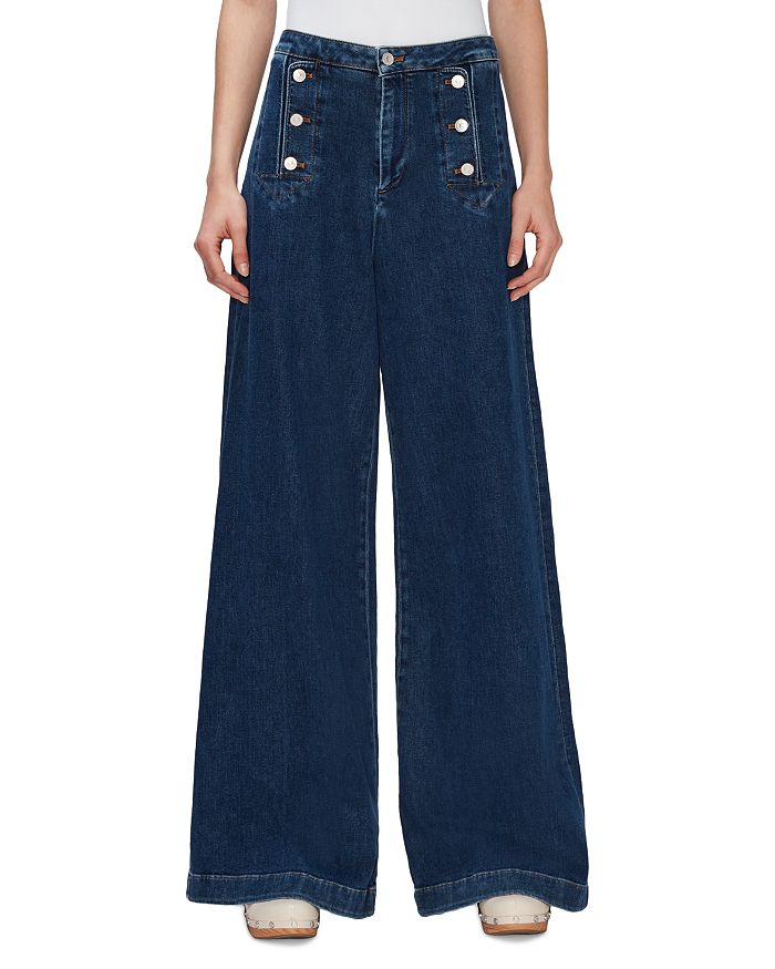 7 For All Mankind Flare Wide Leg Jean – Jeans Donna A Zampa In Denim Elasticizzato 10oz, Lavaggio Scuro, Vita Alta 22,9 Cm