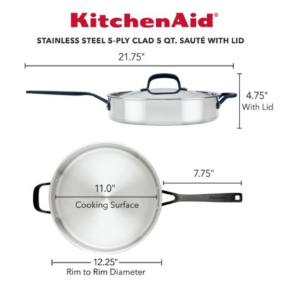 5 Ply Stainless Steel 5 Qt. Saute Pan and Lid