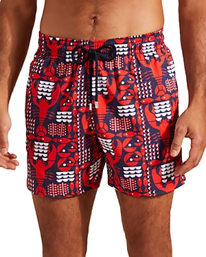 Vilebrequin Moorise Lobsters Print 5 Swim Trunks In Navy