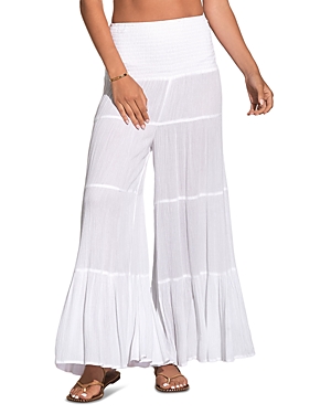 Shop Elan Tiered Wide Leg Cover Up Pants In White