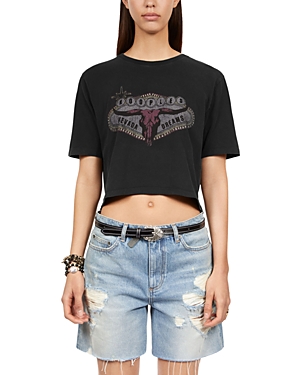 The Kooples Cotton Cropped Graphic Tee