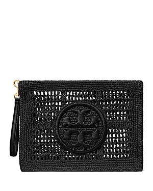 Shop Tory Burch Ella Crochet Pouch In Black