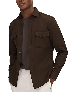 Shop Reiss Arlo Textured Canvas Jacket In Chocolate
