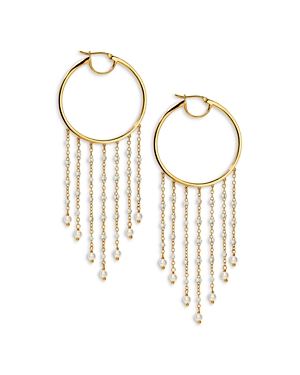 NADRI AJOA BY NADRI IMITATION PEARL CHAIN FRINGE HOOP EARRINGS