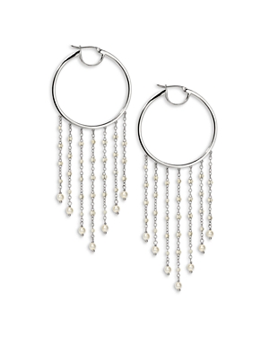 NADRI AJOA BY NADRI IMITATION PEARL CHAIN FRINGE HOOP EARRINGS