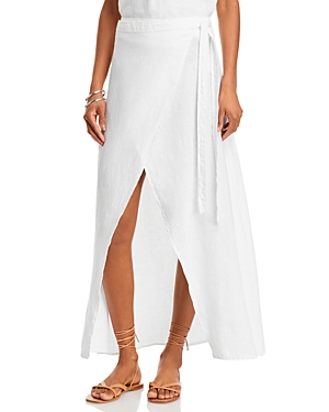 Bella Dahl Linen Maxi Wrap Skirt In White