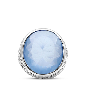 Shop Stephen Dweck Faceted Natural Quartz & Blue Agate Ring In Blue/silver