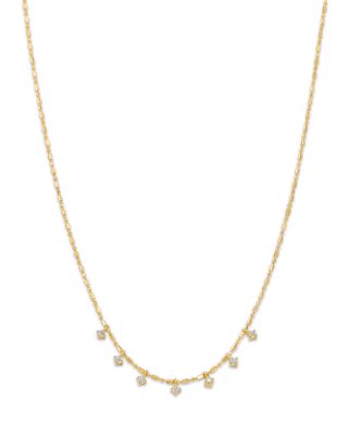 Zoë Chicco - 14K Yellow Gold Prong Diamonds Diamond Dangle Collar Necklace, 16"