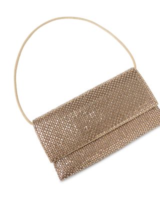 Charlee Gold-Tone Crystal Mesh Flap Clutch