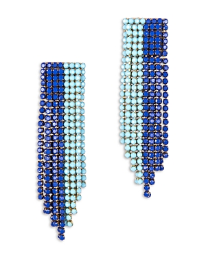 Shop Deepa By Deepa Gurnani Rayla Bead Fringe Statement Earrings In Blue