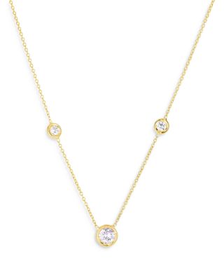 Roberto Coin - 18K Yellow Gold Diamond by the Inch Diamond Bezel Station Necklace, 16-18"