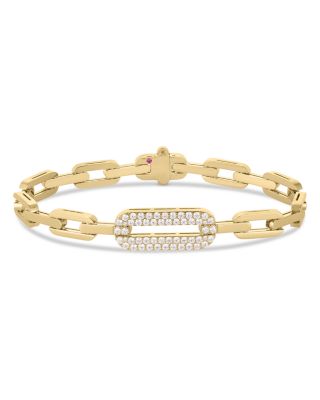 Roberto Coin - 18K Yellow Gold Navarra Diamond Pav&eacute; Open Chain Link Bracelet