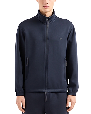 Shop Emporio Armani Full Zip Regular Fit Sweatshirt In Navy Blue