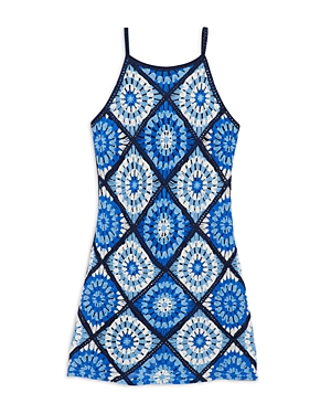 Shop Aqua Girls' Tile Crochet Dress, Big Kid - 100% Exclusive In Blue