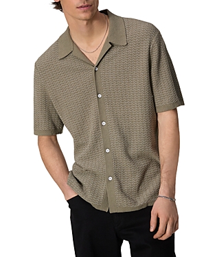 Shop Rag & Bone Avery Cotton Blend Zuma Toweling Jacquard Classic Fit Button Down Shirt In Vetiver