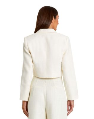 Cropped Tweed Floral Button Jacket