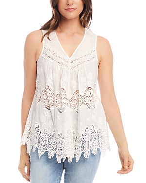 Shop Karen Kane Embroidered Lace Top In Off White