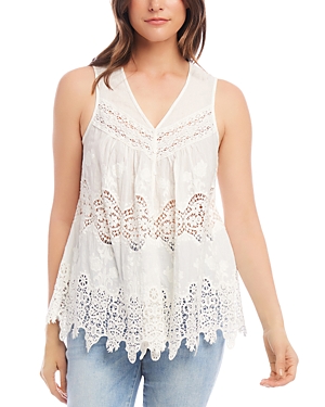 Karen Kane Embroidered Lace Sleeveless Top In Off White
