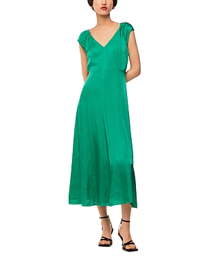 Shop Whistles Arie Hammere Dsatin Midi Dress In Green