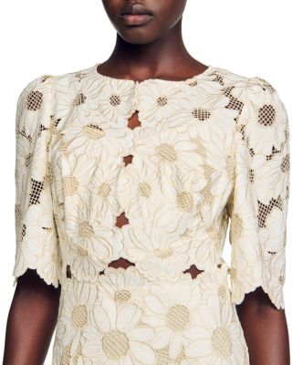 sandro ritta contrast panel floral lace dress WL083 main image 1