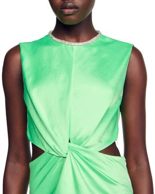 sandro solena embroidered cutout midi dress Sandro Solena Midi Dress - White
