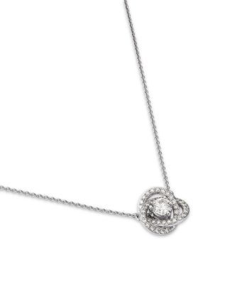 Diamond Love Knot Pendant Necklace in 18K White Gold, 0.70 tcw