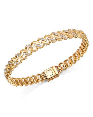 Bloomingdale's Fine Collection - Men's Diamond Fancy Curb Link Bracelet in 14K Yellow Gold, 0.50 ct. t.w.