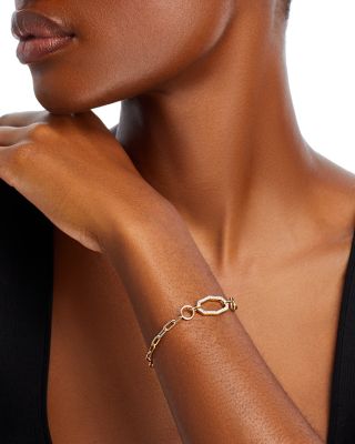 Diamond Geometric Paperclip Link Bracelet in 14K Yellow Gold, 0.50 tcw