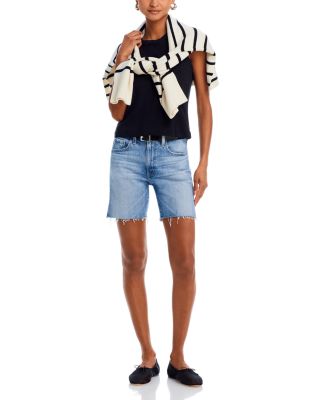 Mid Rise Raw Hem Denim Shorts