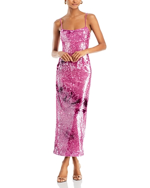 Bardot Infinite Sequin Maxi Dress In Party Pink
